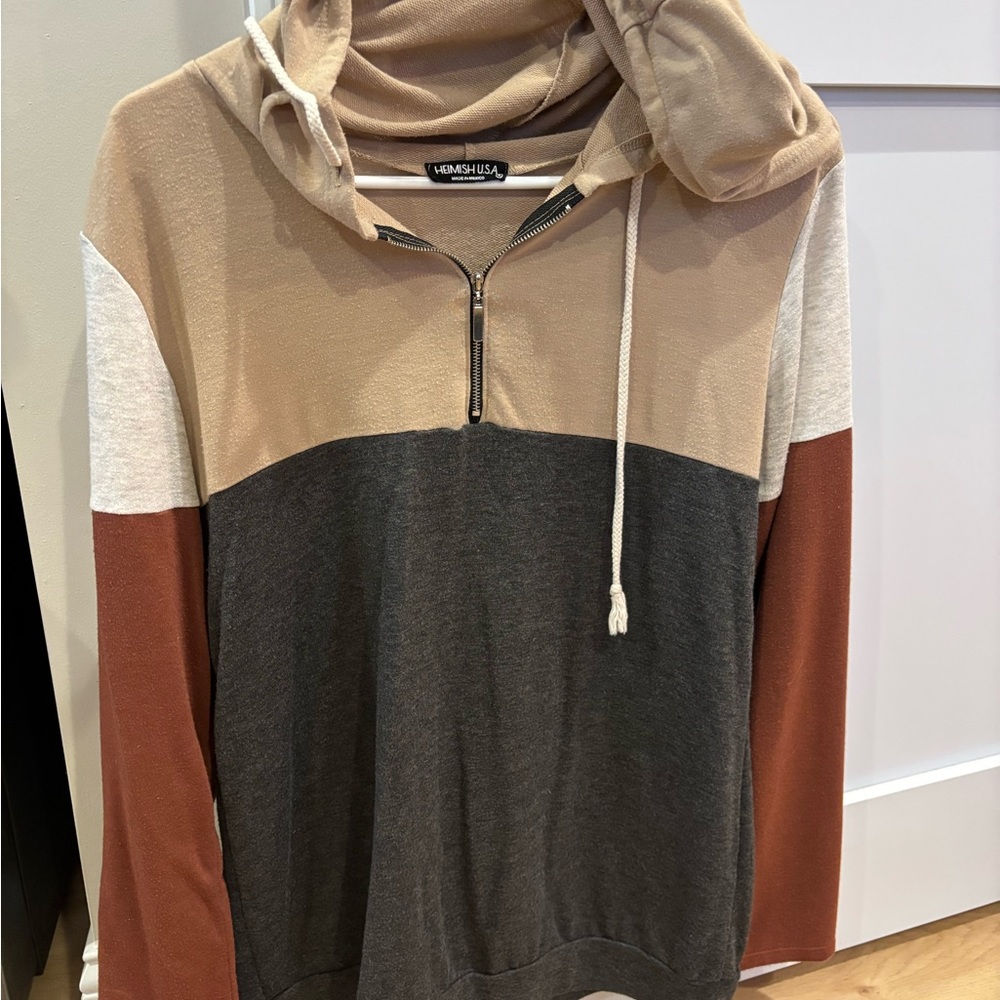Colorblock Hoodie with Half-Zip